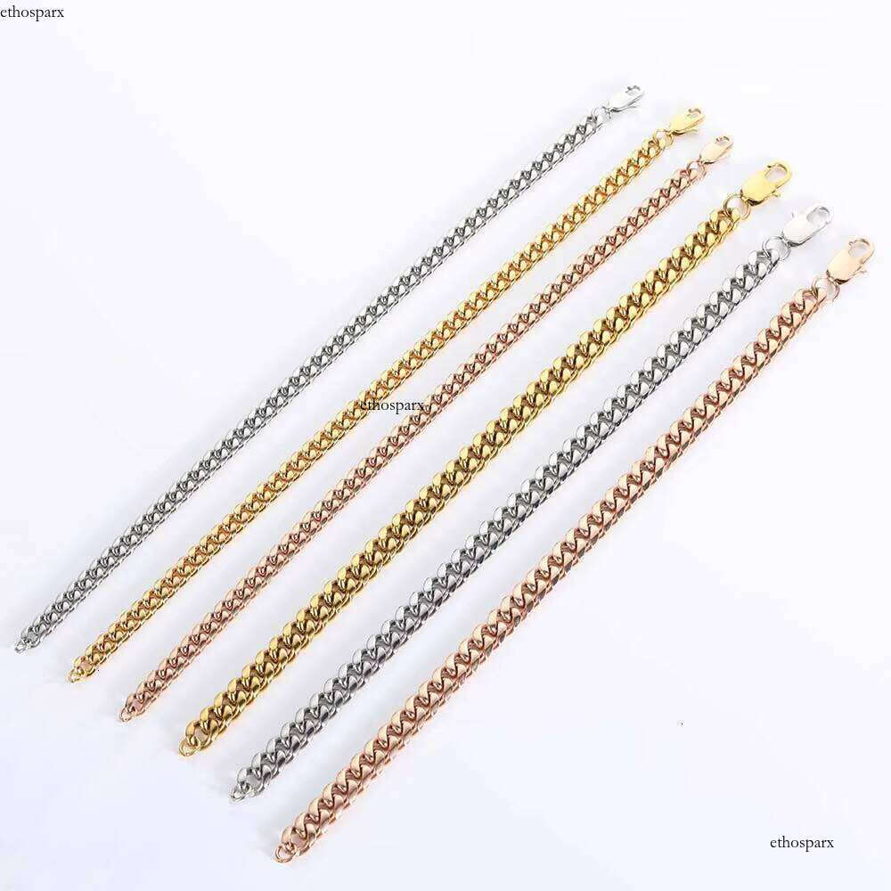 Hip Hop Stainless Steel Jewelry Men Gold Plated Chain Cuban Link Bracelet Women