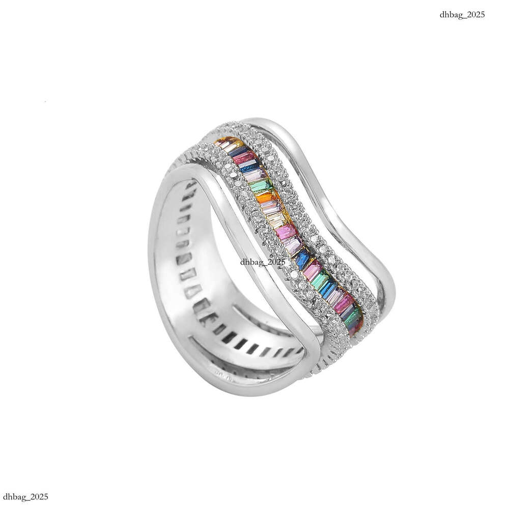 Colorful Cubic Zirconia Irregular Personality Trendy Ring Men's Hip Hop Accessories