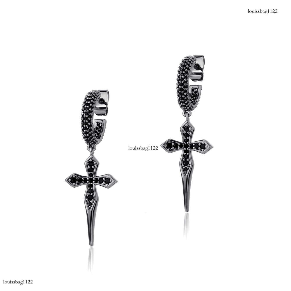 INS Style New Black Series Full Dia Elegant for Men and Women Niche High-end Fashion Versatile Earrings