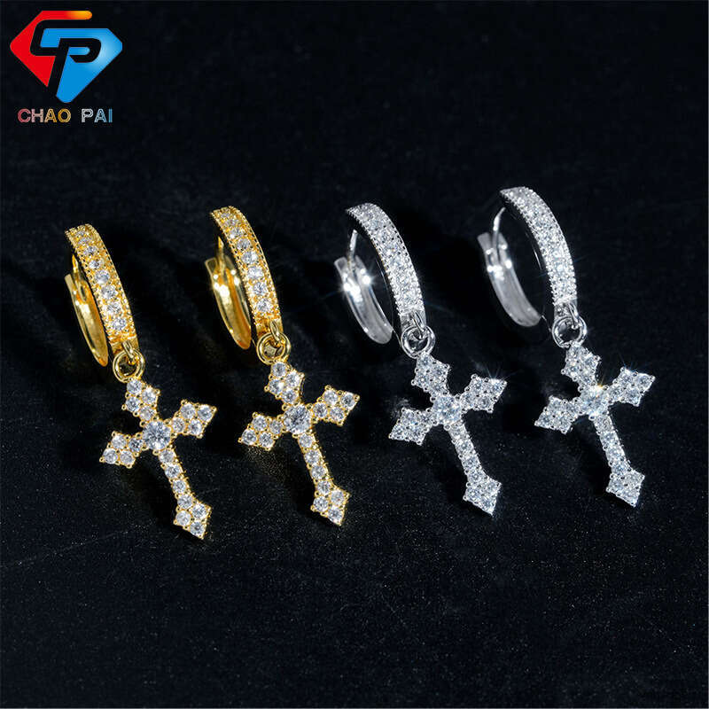 ICED OUT Cross Zircon Earrings for Women Fashionable Exquisite High-end Versatile Accessories