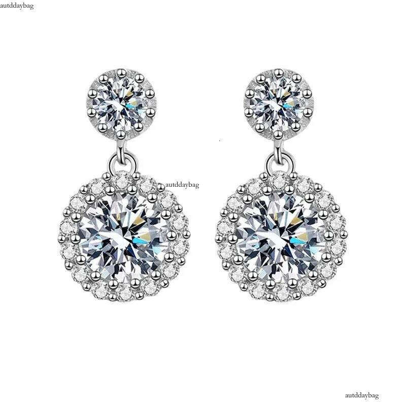 Choucong Ins Top Sell Dangle Earrings Jewelry Sterling Sier Round Cut Lab Moissanite Dia Gemstones Party Elegant Simple Women Stud Earring Gift