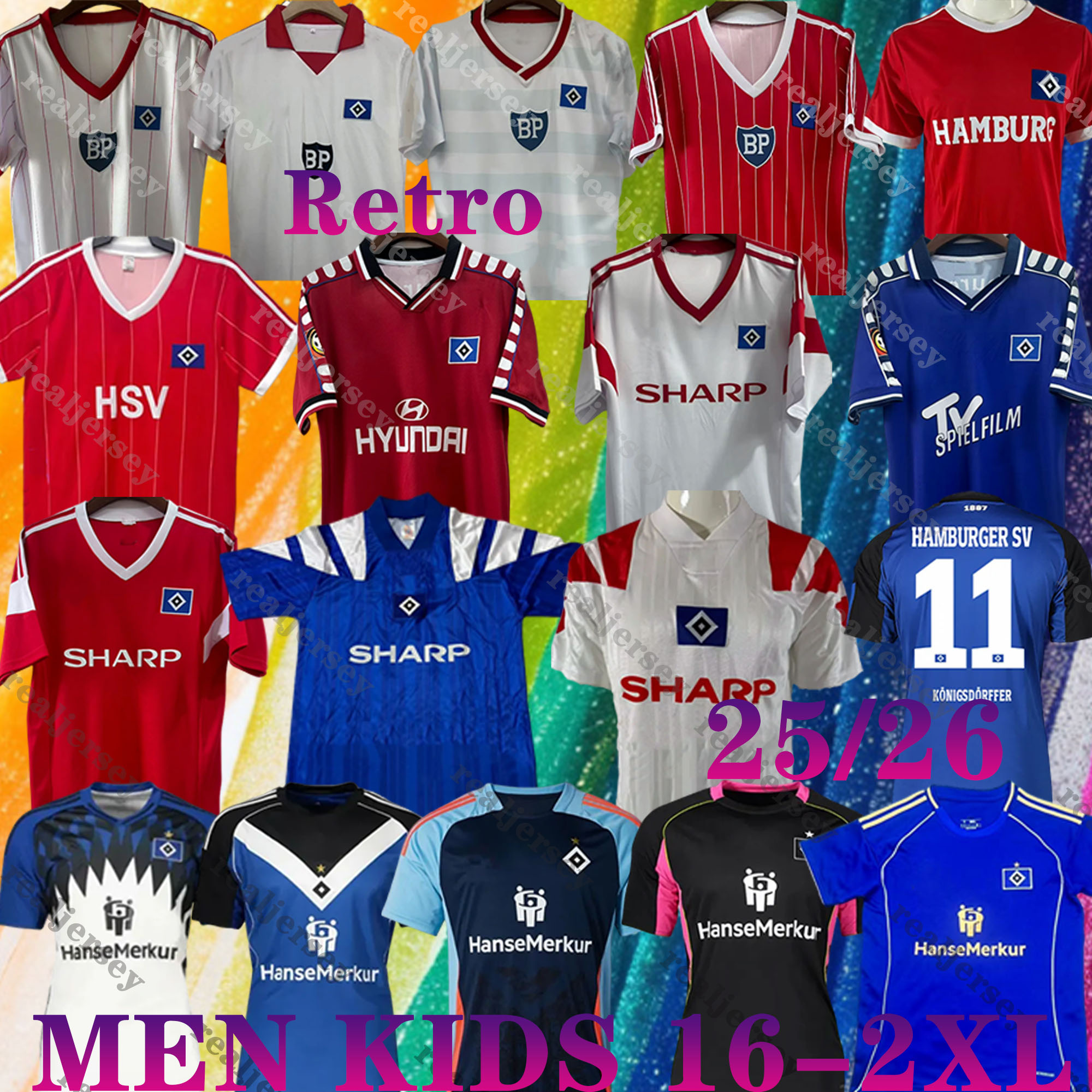 25 26 Hamburger SV soccer jerseys retro 74 75 83 84 88 Home HSV DOMPE GLATZEL KONIGSDORFFER NEMETH REIS MEFFERT PHERAI BENES MUHEIM 2025 2026 football shirt men kids kit
