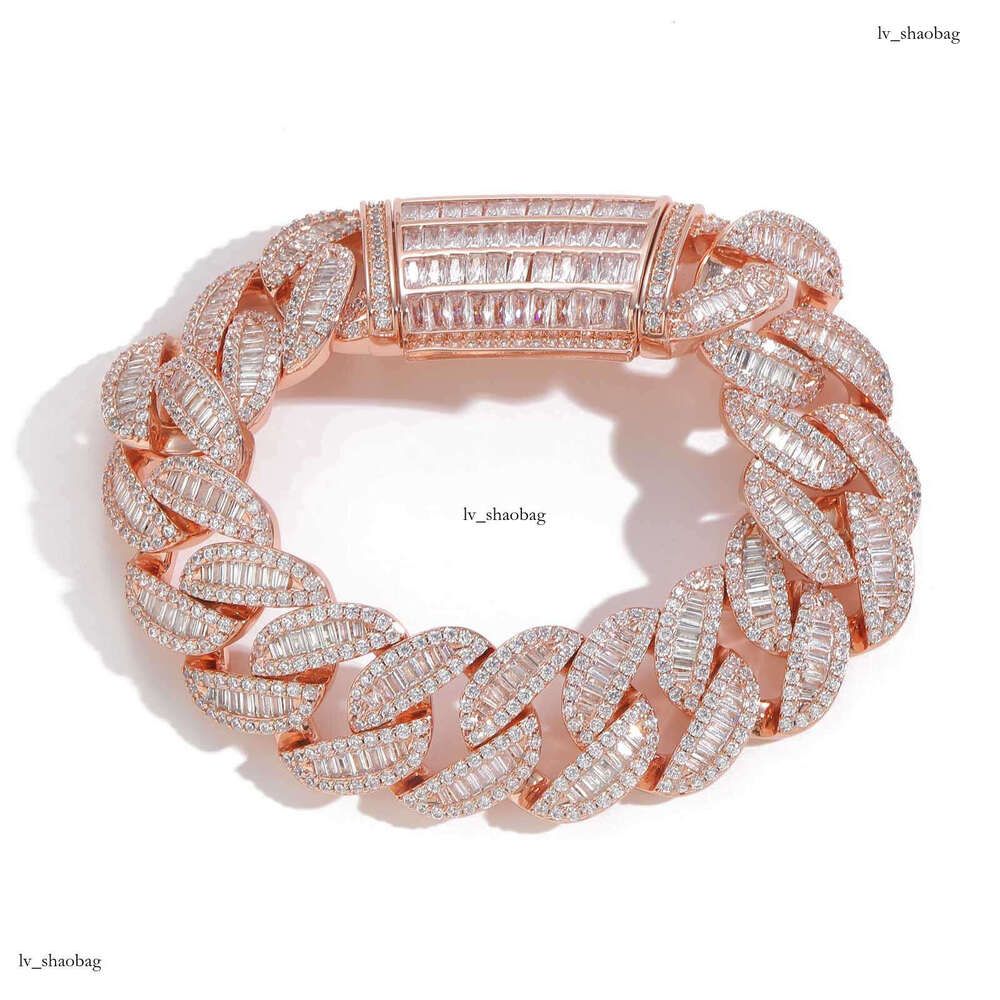 Hip Hop 20mm Rose Gold Mixed T-Cubic Moissanite chain Miami Cuban Chain Heavy Craft Dominant Men's Necklace