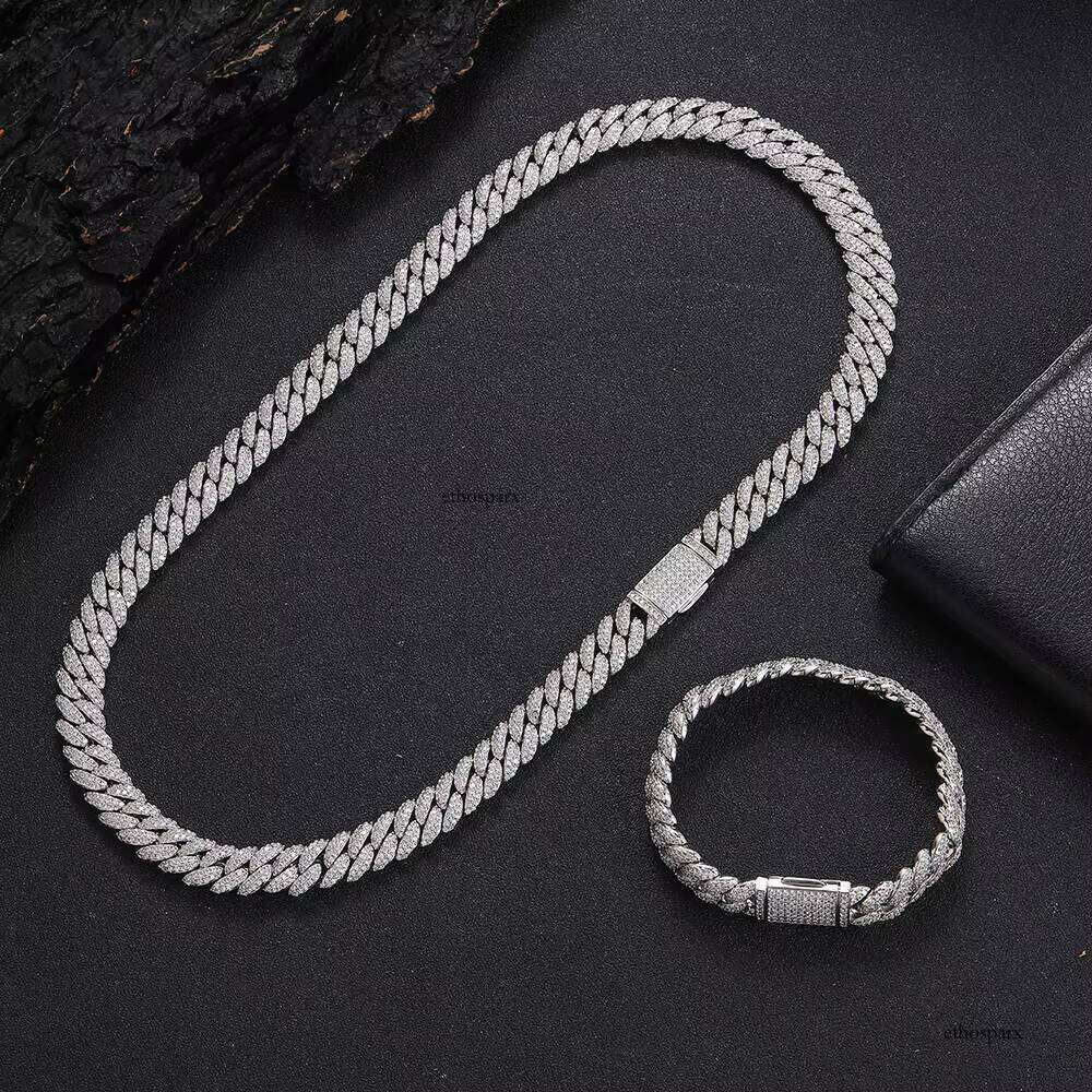 NUOYA Hip Hop Jewelry 10mm Gold Necklace CZ Zircon Miami Cuban Link Chain for Men Women Gift