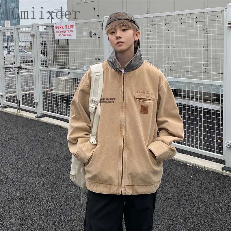 American Retro Vintage Denim Jacket for Men Women Spring Autumn Trend Letter Loose Jeans Coat Casual Handsome Workwear Jacket W250809