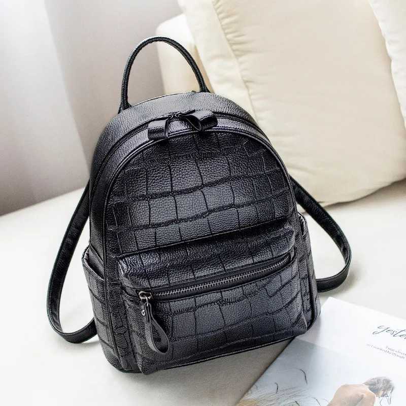 Fi odile wen Backpack small Brand design Schoolbags For Girls Daypack PU Leather fem Travel Bags black Y250809