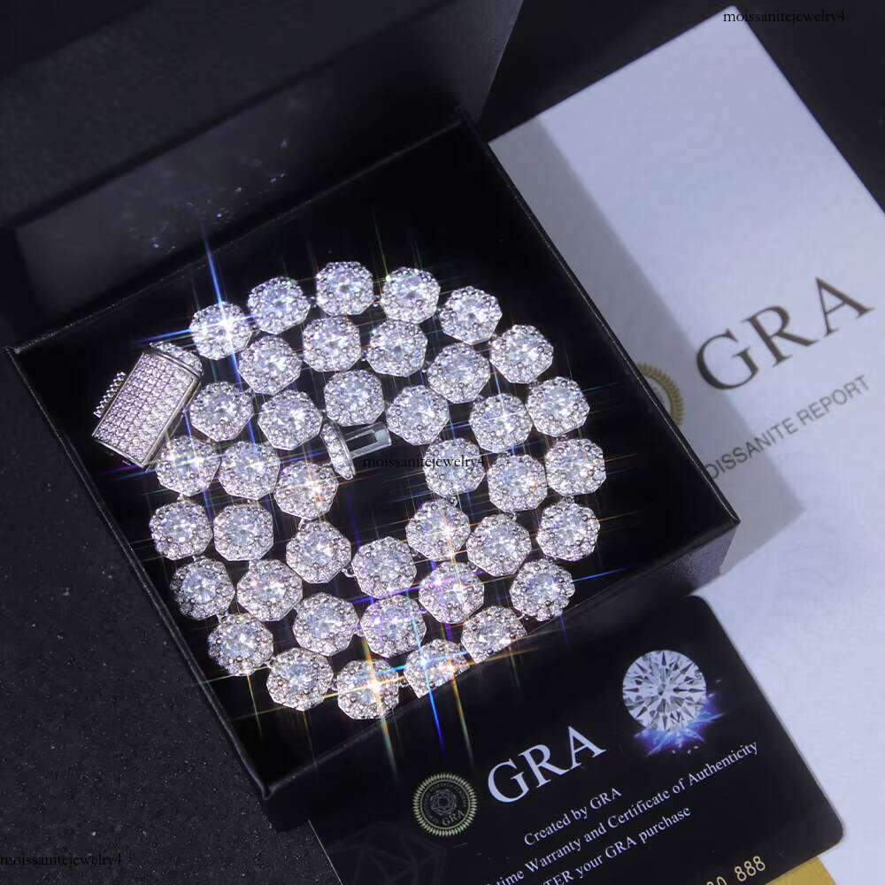 XG Pass Dia Tester Cluster Sier Chain Necklaces Vvs Moissanite Tennis Chains
