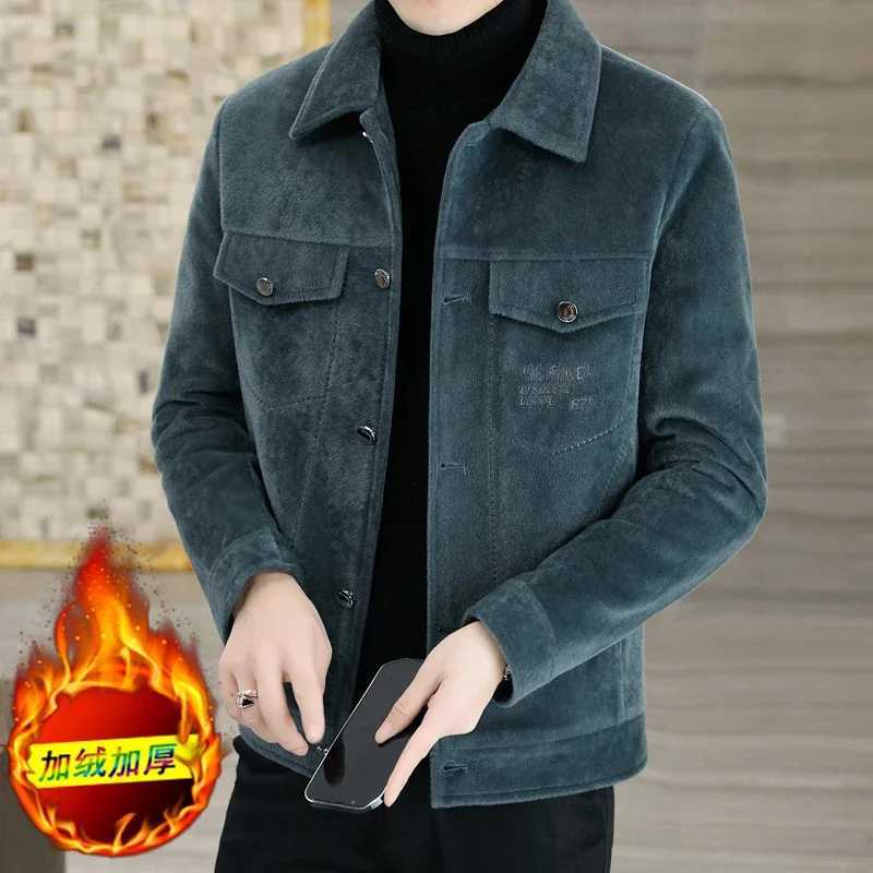 Winter Mens Short Woolen Coat Thick Warm Wool Blends Jacket Fashion Mink Fur Solid Color Casual Business Overcoat Men ClothingXJ250809