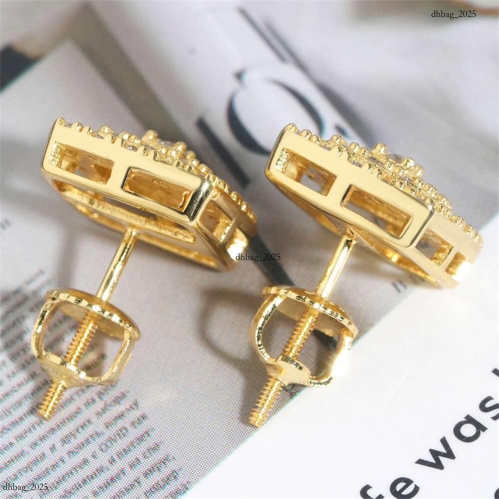 ICED OUT2024 New Moissanite Sier Plated Real Gold Hip Hop Trendy Brand Earrings