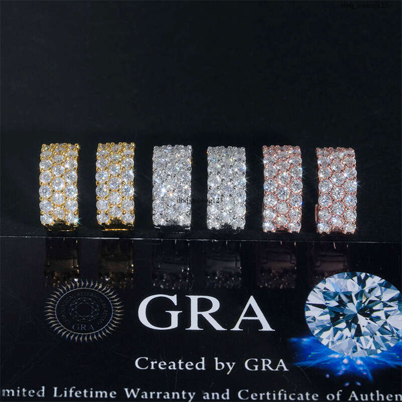 INS New Sier Full Inlaid Moissanite Classic Hoop Light Stud Earrings