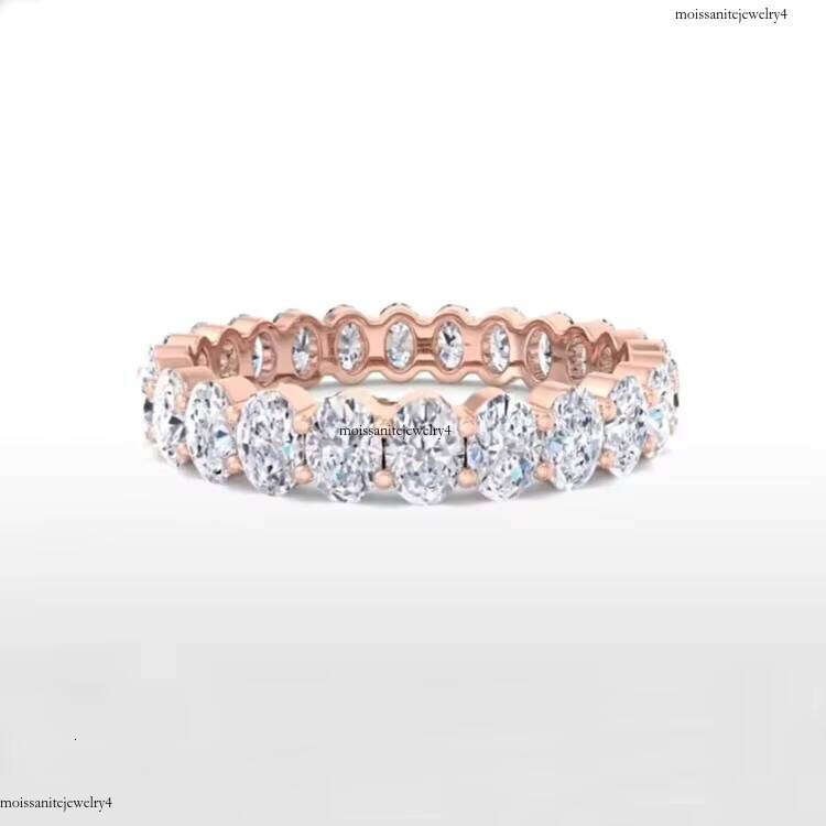 Handmade Rose Gold Oval Dia Custom Moissanite Eternity Wedding Ring Band for Women