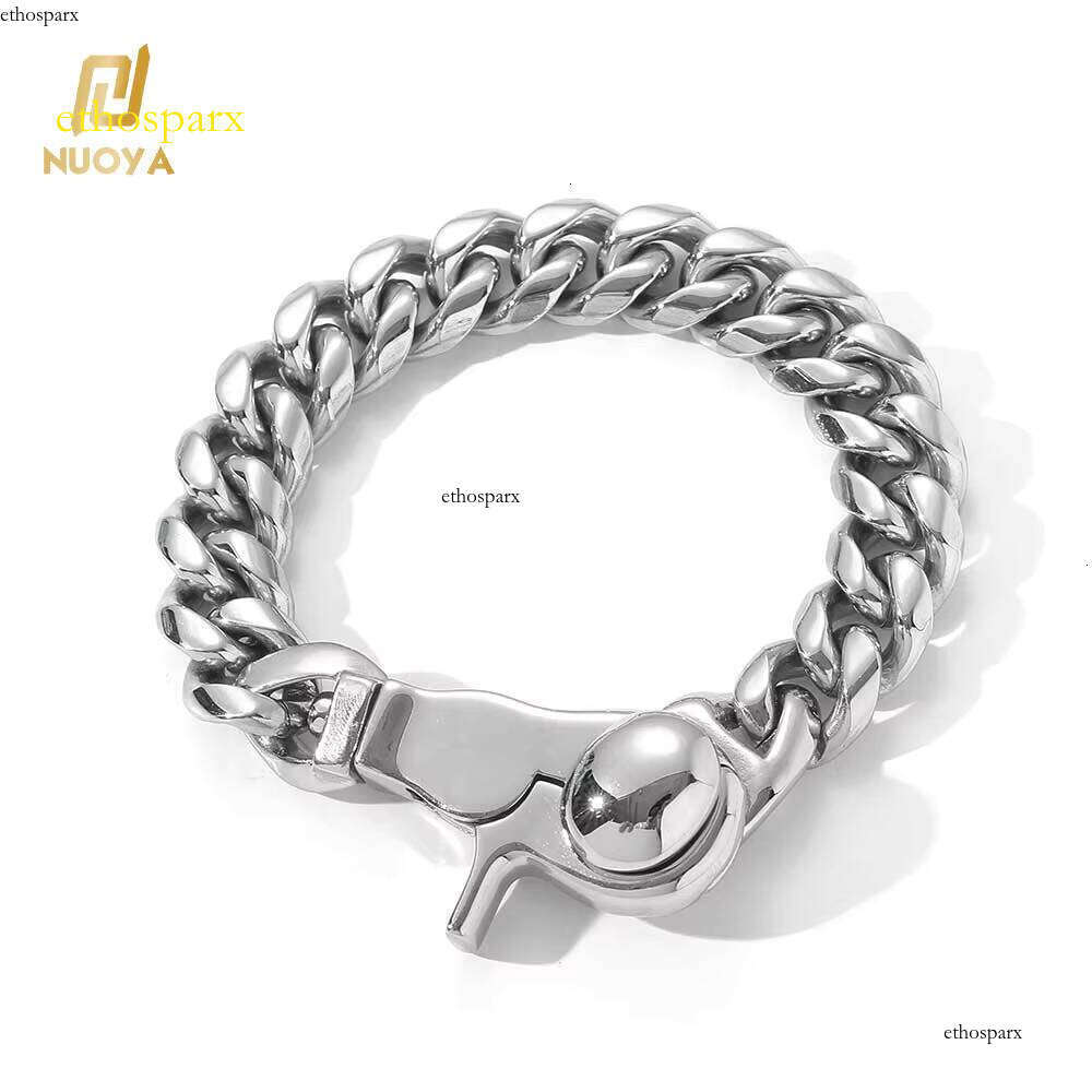 Personalized Men's Hip Hop Fashion Jewelry Stainless Steel with Big Clasp Sier Cuban Link Chain Bracelet for Gift