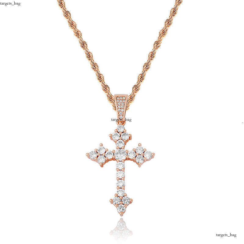 Cross Pendant Full Moissanite chain Simple Religious Necklace Accessory Versatile Inlaid with Dias