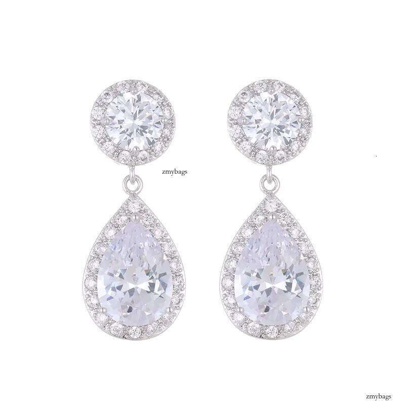 2025 Ins Top Sell Gorgeous Women Dangle Earrings Jewelry Sterling Sier Water Drop 5A Cubic Zircon Handmade Party Lady Wedding Clip Earring Gift
