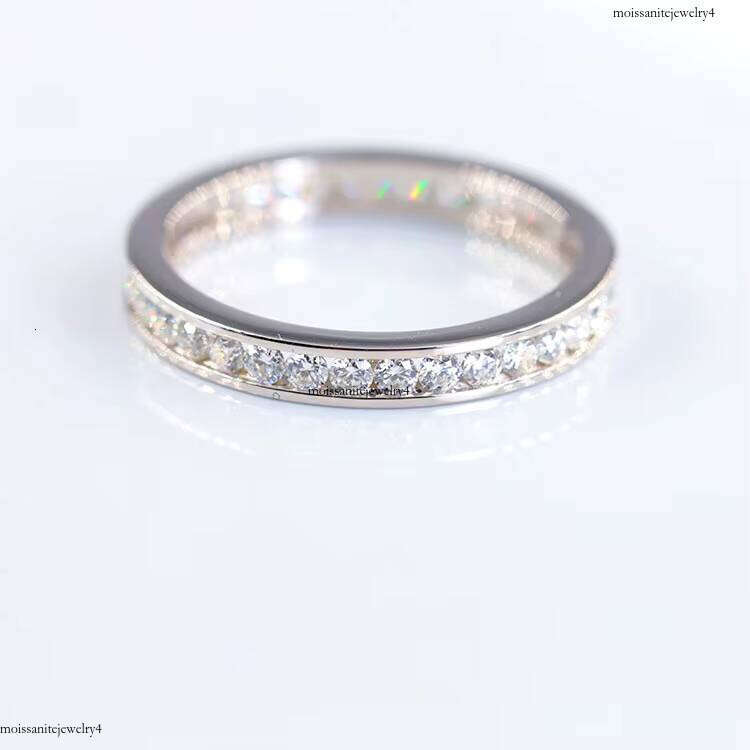 Custom 14k Solid Gold Engagement D Color Moissanite Dia Eternity Band Mens Women Wedding Ring Jewelry