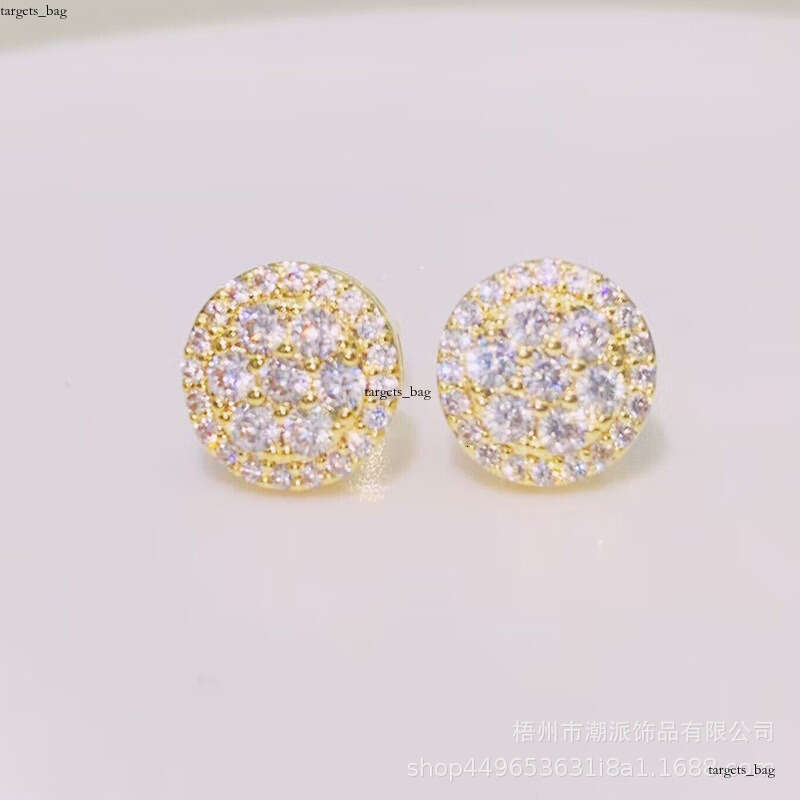 Hip Hop Round Zircon Hiphop Trendy Full Dia Electroplated Earrings New Ear Jewelry 111