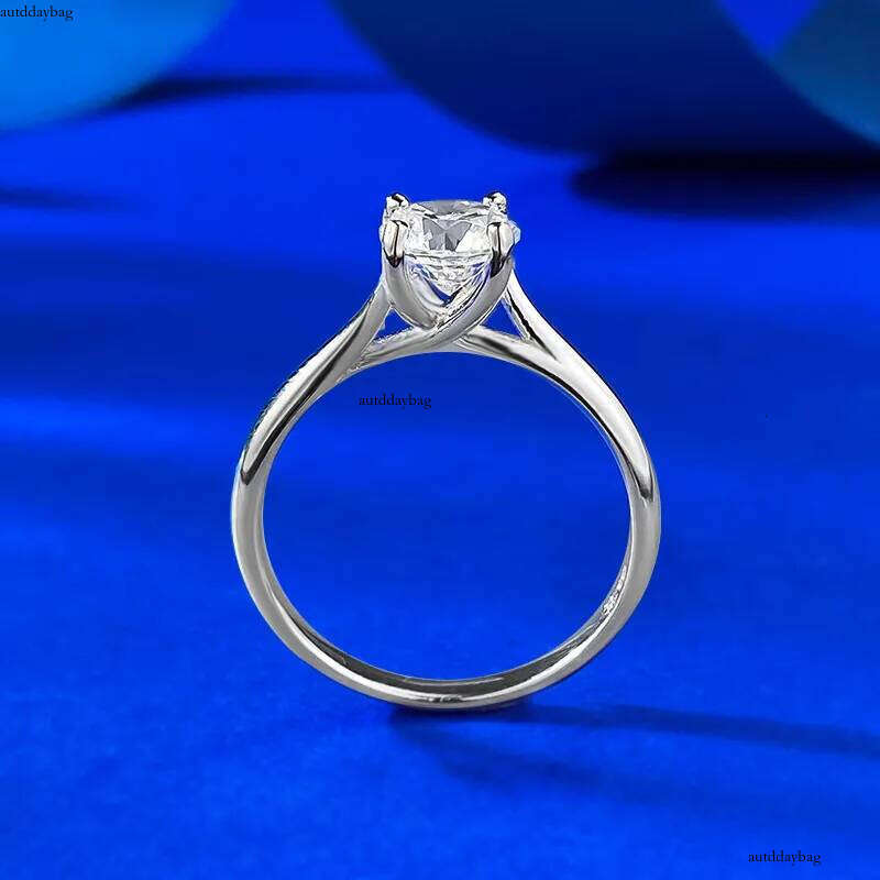 1CT Soilitaire Lab White Moissanite Dia Wedding Rings Simple Fine Jewelry Genuine 100% S Sterling Sier Eternity Women Engagement Crown Band Ring