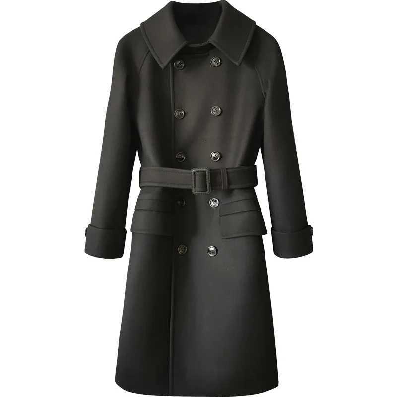 minglu Medium Length Wool Mens Coats Luxury Solid Color Business and Casual Mens Coats Winter Fashion Mens Trench Coat Plus Size 6XL XJ250809