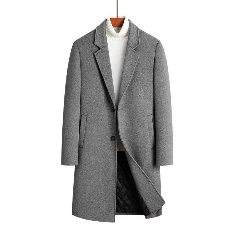 Mid-Length Woolen Coat for Men - Formal Collar Casual Woolen Coat for Men - Large Sized Jacket - Extra Cotton Thickened Coat XJ250809