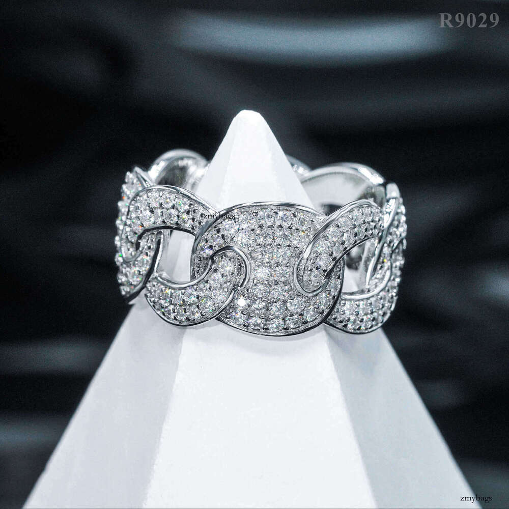 HIPHOPBING Hip Hop Circle Iced Out VVS Full Inlaid D Color Moissanite Men's Dia Ring Fashion