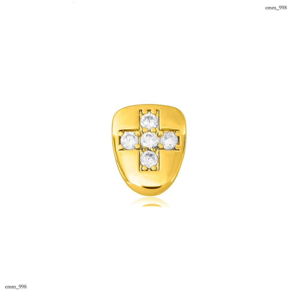 DIY Set Full Dia Sterling Silver Inlaid Zircon Hip Hop Gold Teeth Grillz