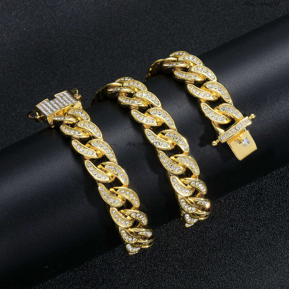 New Men's 13mm Full Dia Cuban Chain Alloy Hip-Hop Gold Necklace