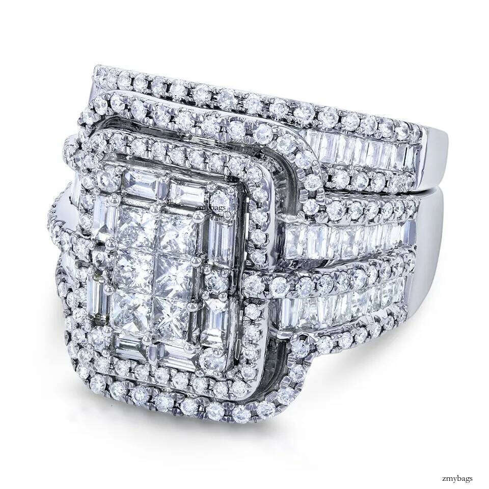2022 Choucong Brand Wedding Rings Sparkling Jewelry Sier Fill Crystal Party Princess Cut White Stone Women Eternity Bridal Ring Set For Lover Gift