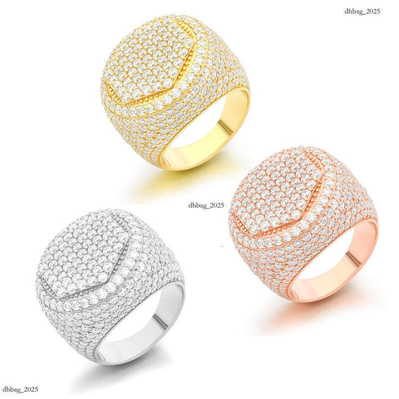 ICED OUT Silver Moissanite Men Women Classic Hip Hop fashion Ring