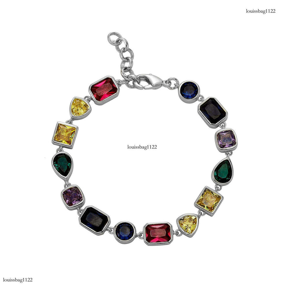 Vintage Bracelet with Irregular Shaped Colorful Dias, Handmade Paved Zircon Fashion Jewelry