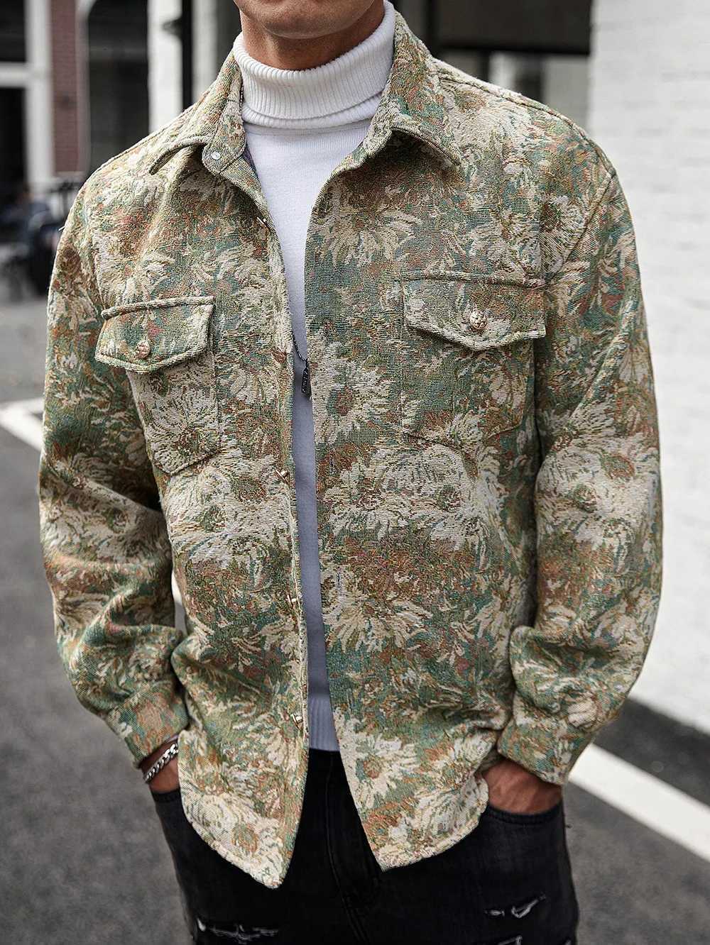 Practical Fashion Casual Floral Print Mens Jacket Loose and Comfortable Fabrics Show The Charm of Daily Travel Mens Jacket W250809