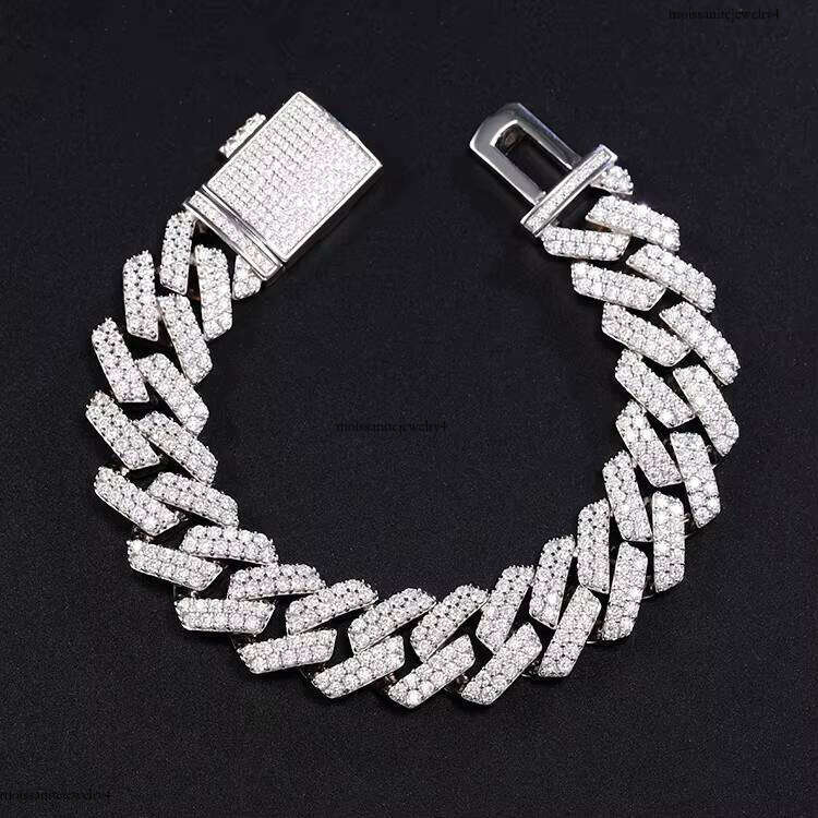 In Stock Fine Jewelry Bracelet S Sterling Sier 10mm 12mm13mm 15mm Hip Hop 2 Row Vvs1 Moissanite Dia Cuban Lin