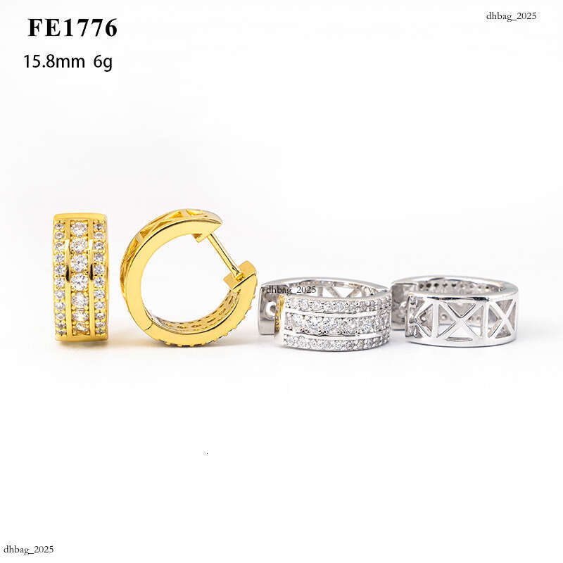 ICED OUT Sier Inlaid Zircon Earrings Unisex Personality Studs Hip Hop Trendy Brand Accessories