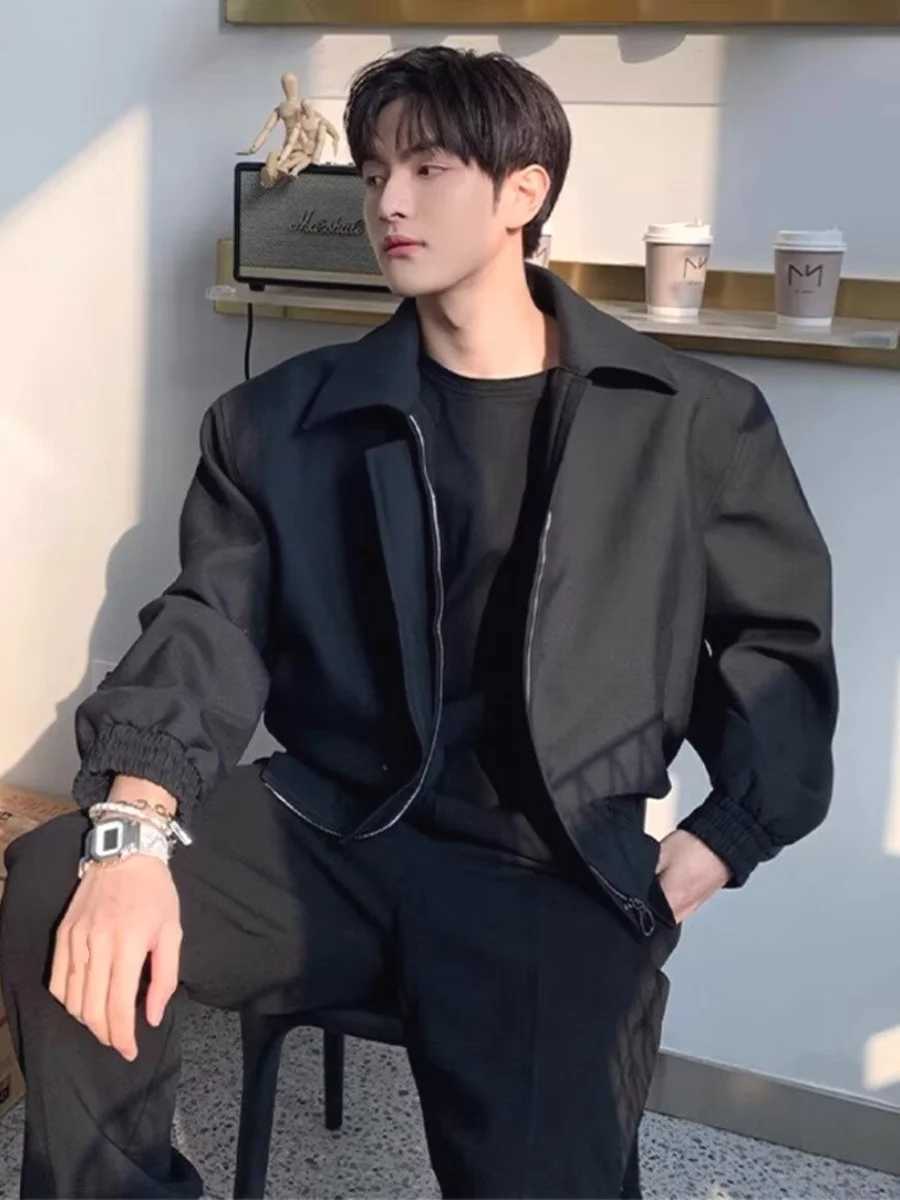 American Sle oulder Padded Black Jacket Mens Casual Executive Workwear Stand Collar Biker Pilot Slim Fit Youth T... W250809