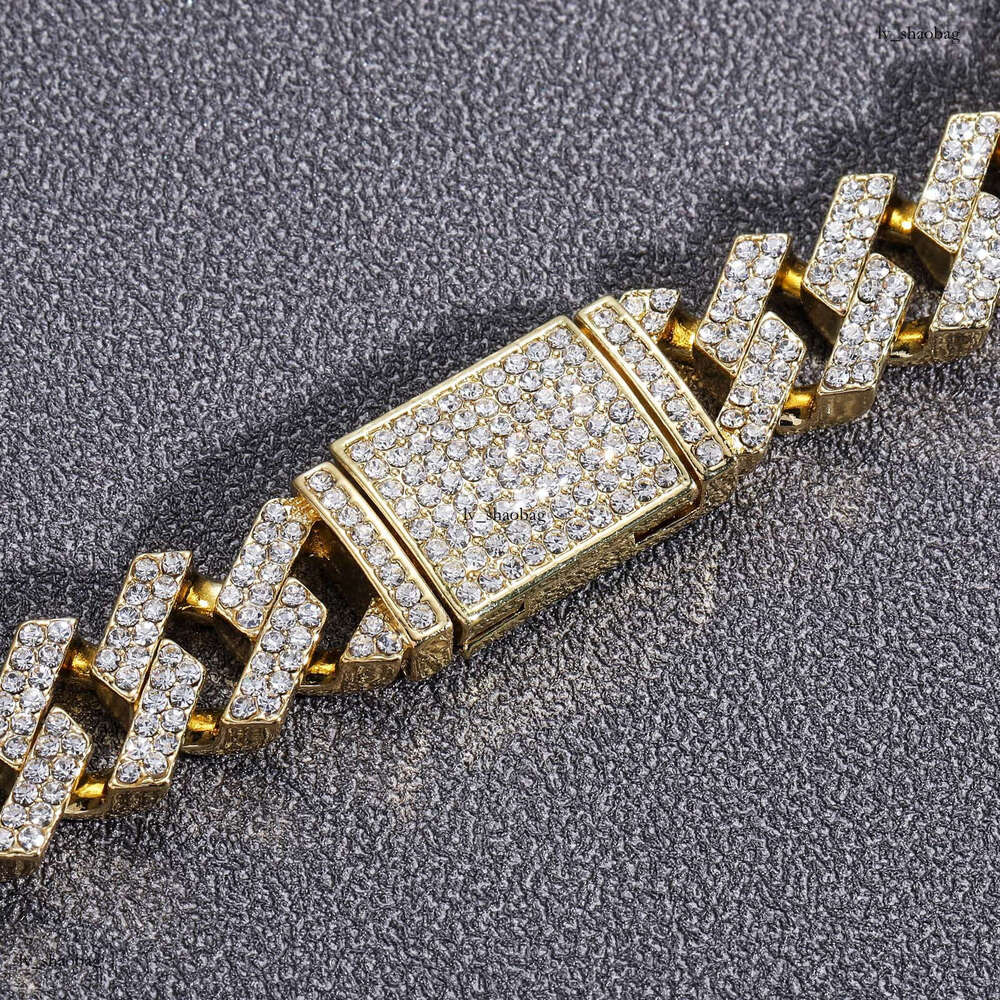 15mm Dia-Shaped Cuban Chain Alloy Inlaid with Dias Men's Cool Hip-Hop Necklace