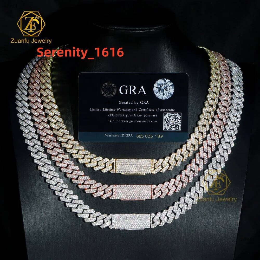 Top Quality D VVS 8mm-20mm Iced Out Hip Hop Cuban Chain Necklace Bracelet with BLING for Men and Women