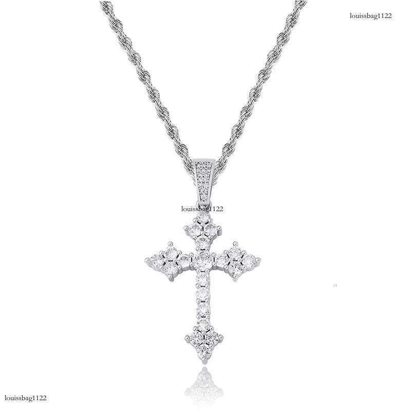 Cross Pendant Full Moissanite chain Simple Religious Necklace Accessory Versatile Inlaid with Dias