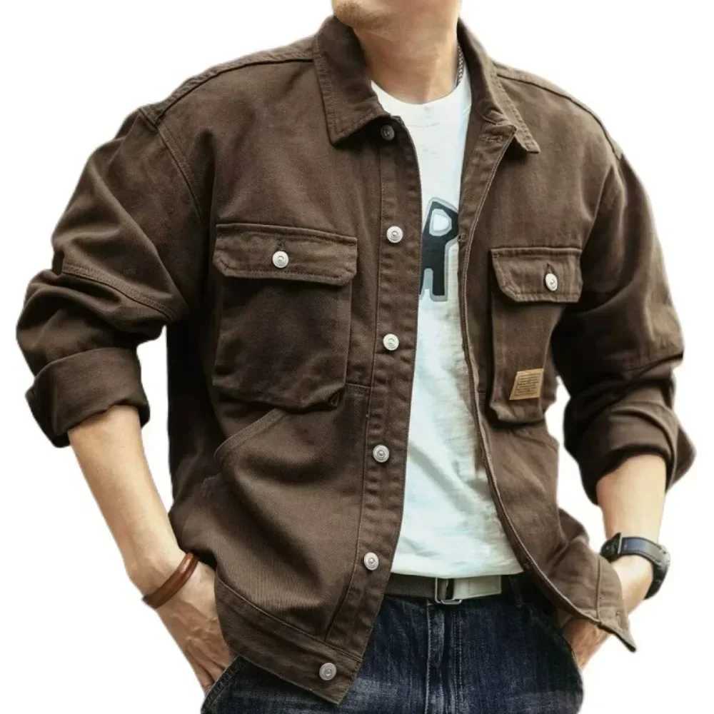 2024 Spring and Autumn Fashion Trend Solid Color Cargo Jacket Mens Casual Loose Comfortable High Quality Plus-Size Denim Coat W250809