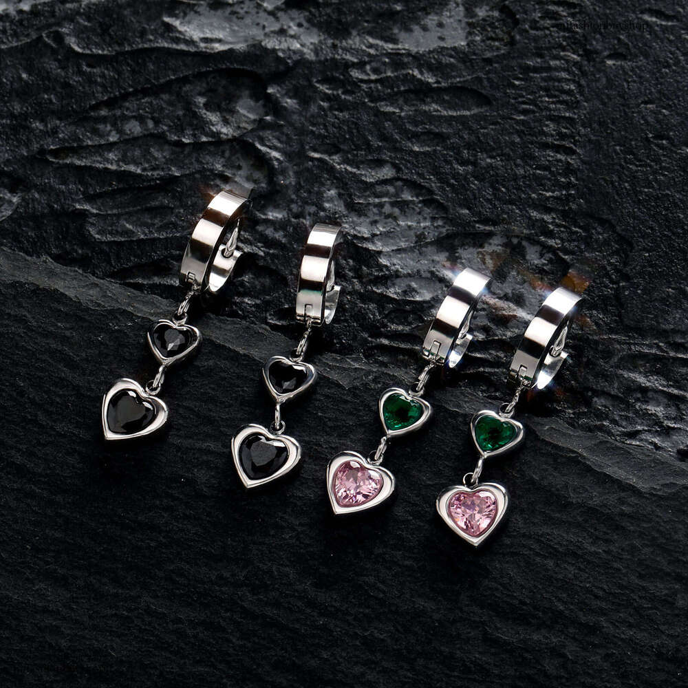 Light Colorful Heart Zircon Elegant Women Sterling Silver Earrings Non-Fading Personality Tassel Ear Clips