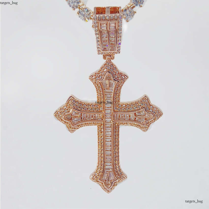 Full Sterling Silver Inlaid Moissanite chain Jewelry Cross Personalized Accessory Necklace Pendant