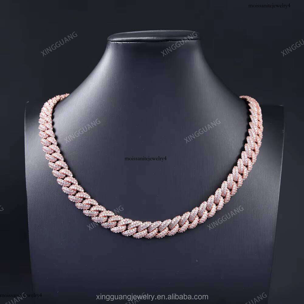 High Quality Hip Hop Dia Fine Jewelry Necklace Bracelet Cuban Sier Iced Out VVS Moissanite Link Chain