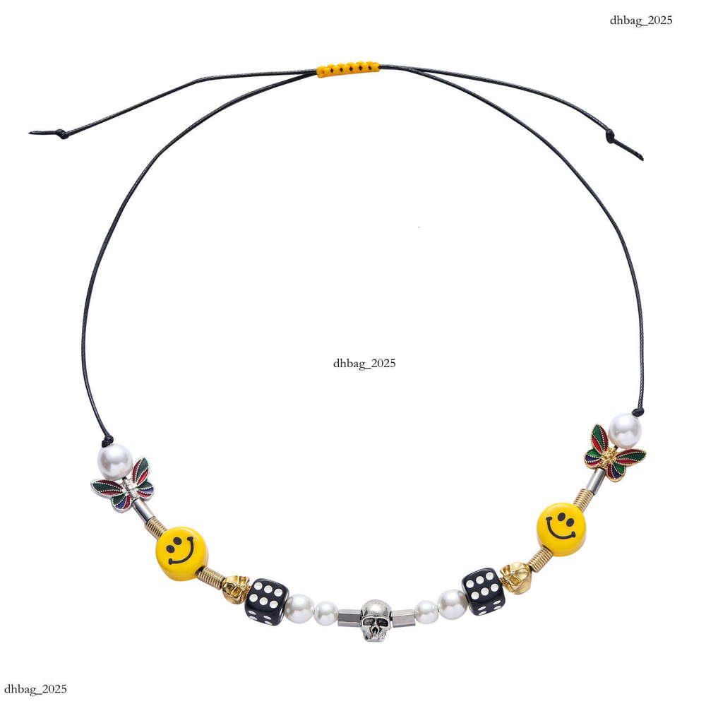 Ins Dice Skull Pearl Smiley Face Sterling Silver Asap Rocky Style Hip-Hop Necklace