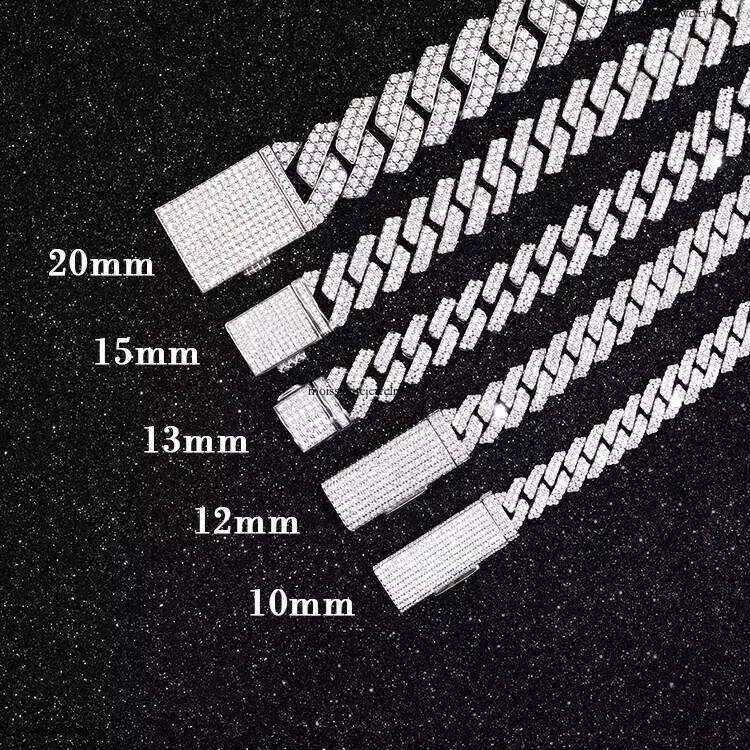 Sier Link Chain 12mm Wide VVS1 Moissanite Pss Dia Test Gold Plated Cuban Bracelet