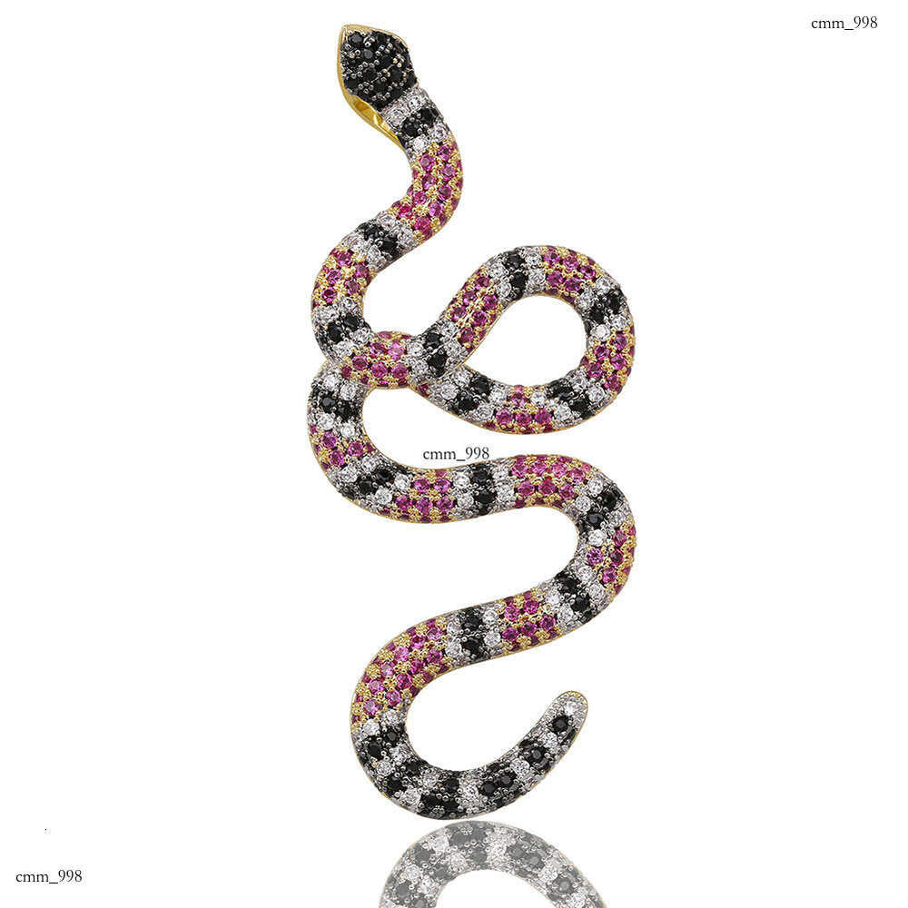 Ins New Hip-Hop Hot Micro-Paved Moissanite chain Colorful Large Snake Pendant Trendy Personality Gold Jewelry