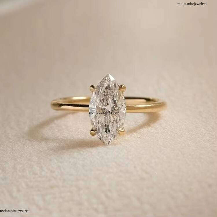 Elegant Jewelry Marquise Cut D-VVS Moissanite Dia 2ct/2.5ct Wedding 14k Yellow Gold Engagement Ring for Women