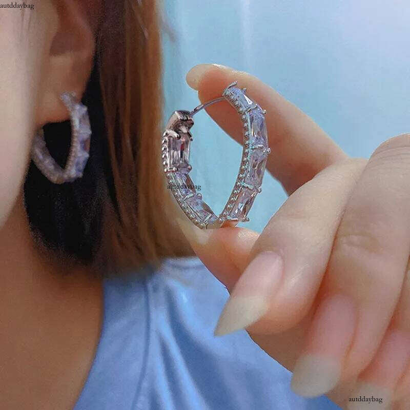 2024 Top Sell Clip Earrings Elegant Jewelry Sterling Sier Princess Cut White Topaz CZ Dia Geometric Temperament Party Women Wedding Earring Gift
