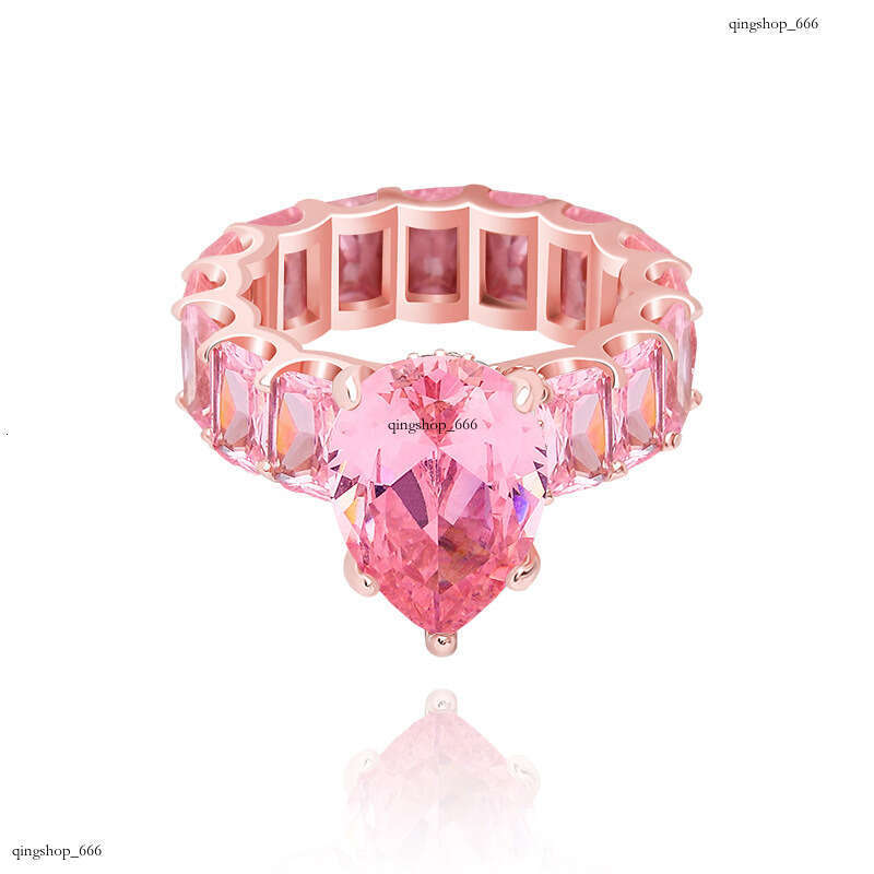 Water Drop Hip-Hop Women's Full Zircon Fashion Personality Ring Gold Jewelry
