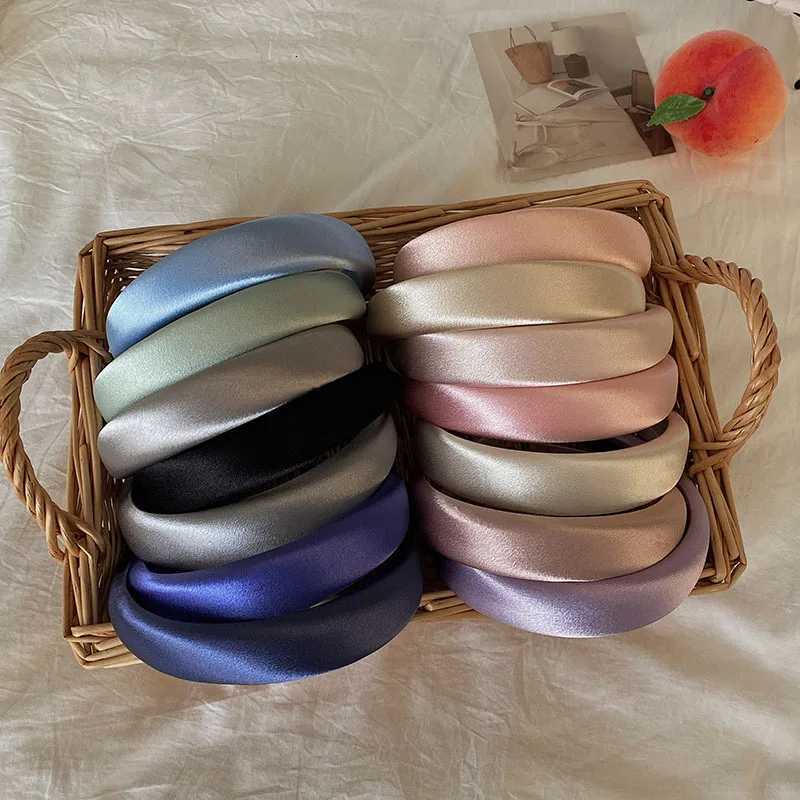 Shiny Satin Fabric Band Wide Cross Hands Daily Hear Sweet Simple Bands Wen Hair Accessories Y250809