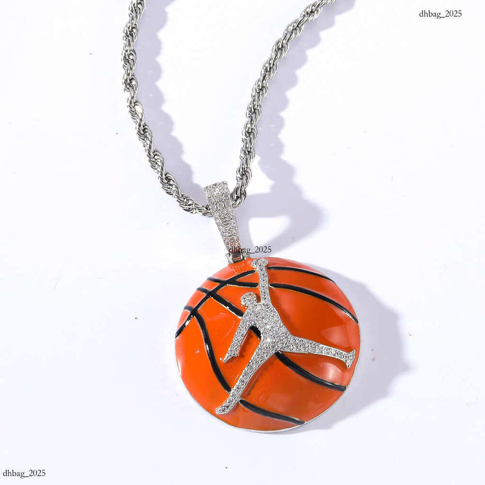 New Basketball Sterling Silver Micro-Paved Moissanite chain Trendy Sports Personality Unisex Pendant Hip-Hop Accessories