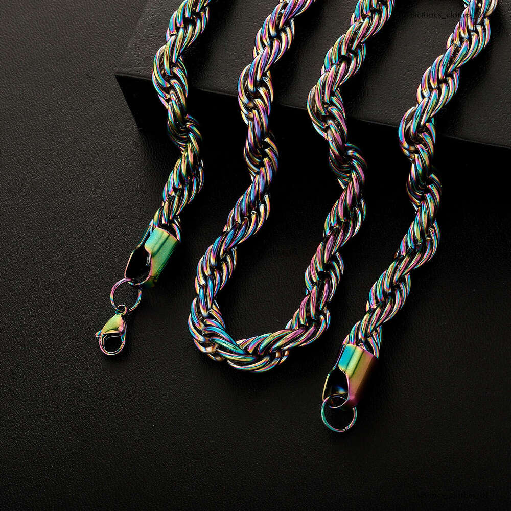 Titanium Quenched Colorful Twist Chain Jewelry Unisex Sterling Silver Bracelet Necklace