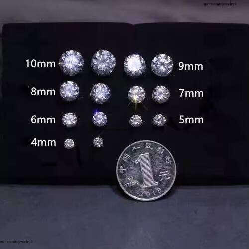 Classic Style Solid Sier Round Brilliant Moissanite Dia Stud Earrings for Men Women Jewelry